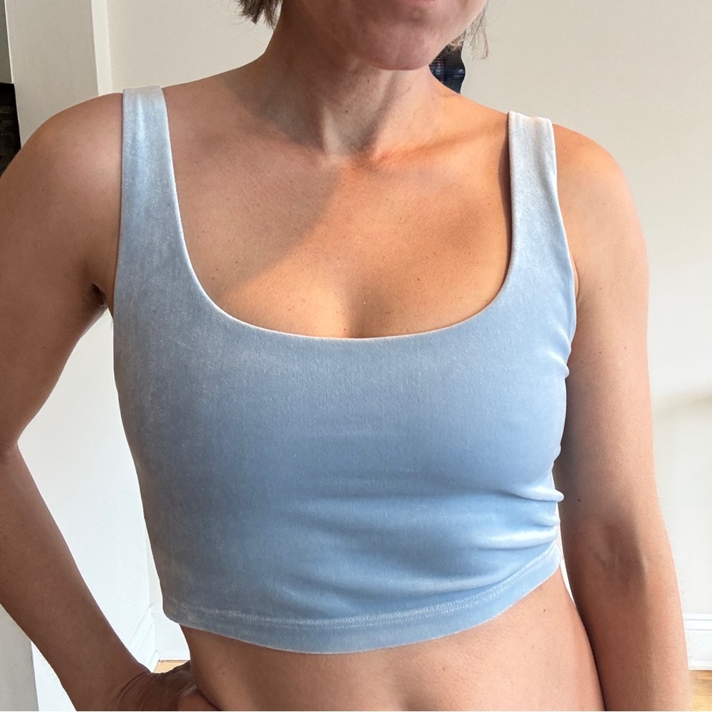 Athleta Sky Blue Textured Crop Top